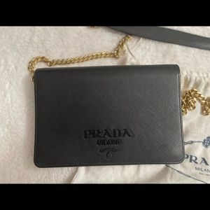 Prada Saffiano Leather Crossbody Bag- Black